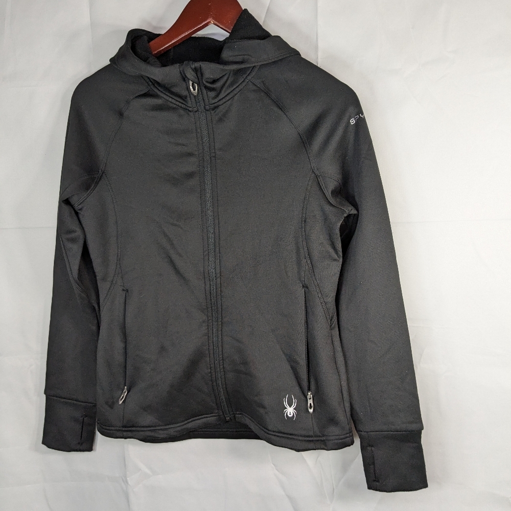 Spyder Full Zip Sweater Jacket Black Hooded Women's Size Small Long Sleeve A015